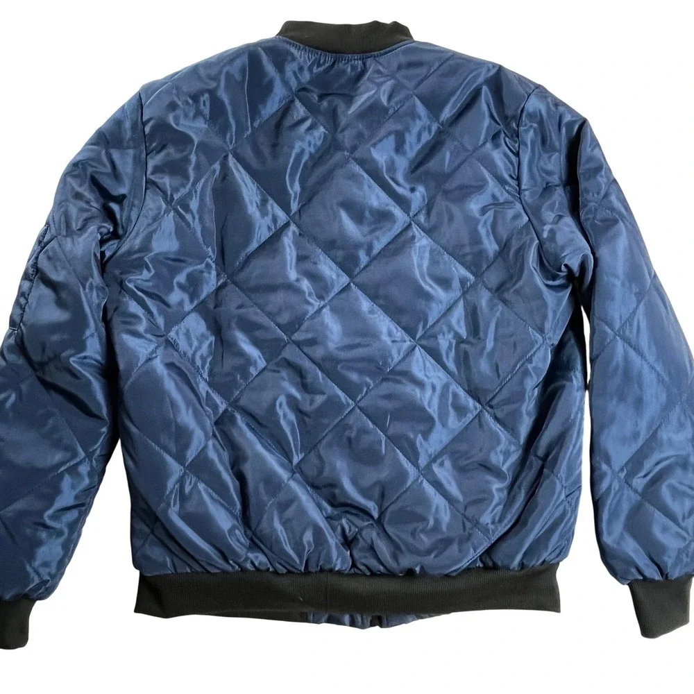 The North Face Mens XL Navy Diamond Quilted Bomber Jacket Full Zip